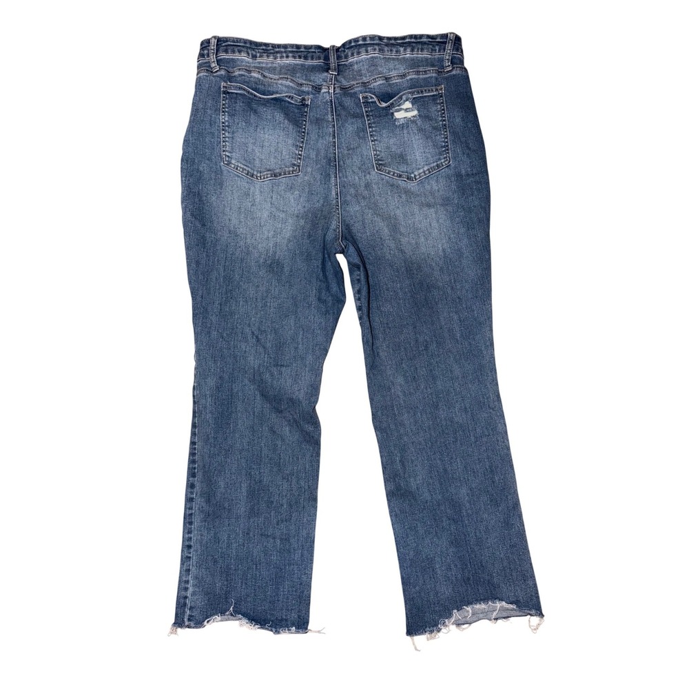 Arula Womens Distressed Straight Leg Jeans Medium Wash Raw Hem Size 18 112506 J1 - Picture 8 of 10